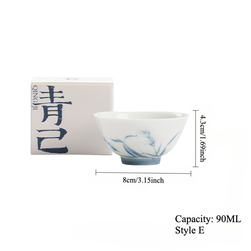 Gohobi Hand-Painted Blue-and-White Thin-Walled Teacup