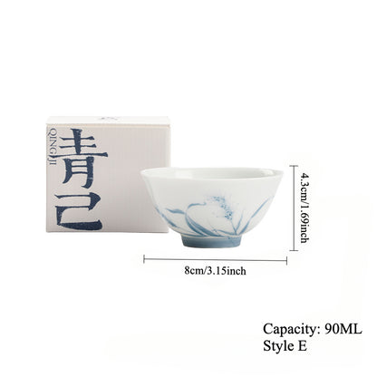Gohobi Hand-Painted Blue-and-White Thin-Walled Teacup