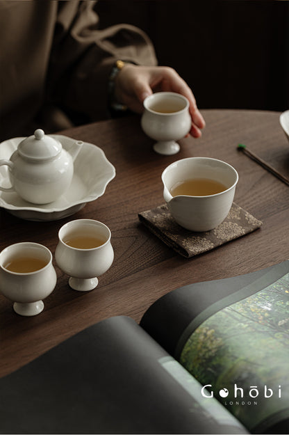 Gohobi Glass Fair Cup with Wood Ash Ceramic Base – Gongfu Tea Pitcher Tea Sea