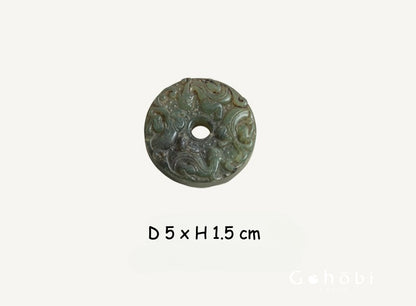 Gohobi Antique Style Jade Pendant – Pixiu and Ruyi Tea Ceremony Decorative Pendant