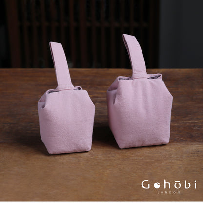 Gohobi Classic Travel Teaware Bag – Plain Cotton Tea Set Storage & Outdoor Carry Case