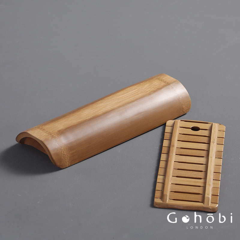 Gohobi Natural Old Bamboo Tea Tray – Water Storage Kung Fu Tea Tray Portable Wet Tea Table