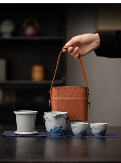 Gohobi Hand-painted Travel Teapot Gaiwan Set
