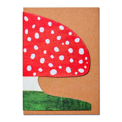 Mortlake Papers Red Mushroom Shaped Greeting Card [Made in the UK]