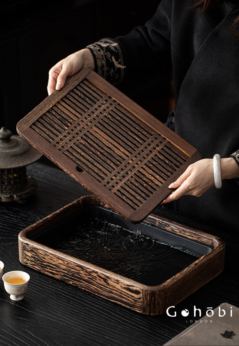 Gohobi Solid Wood Water Storage Tea Tray – Chinese Gongfu Tea Table Tray