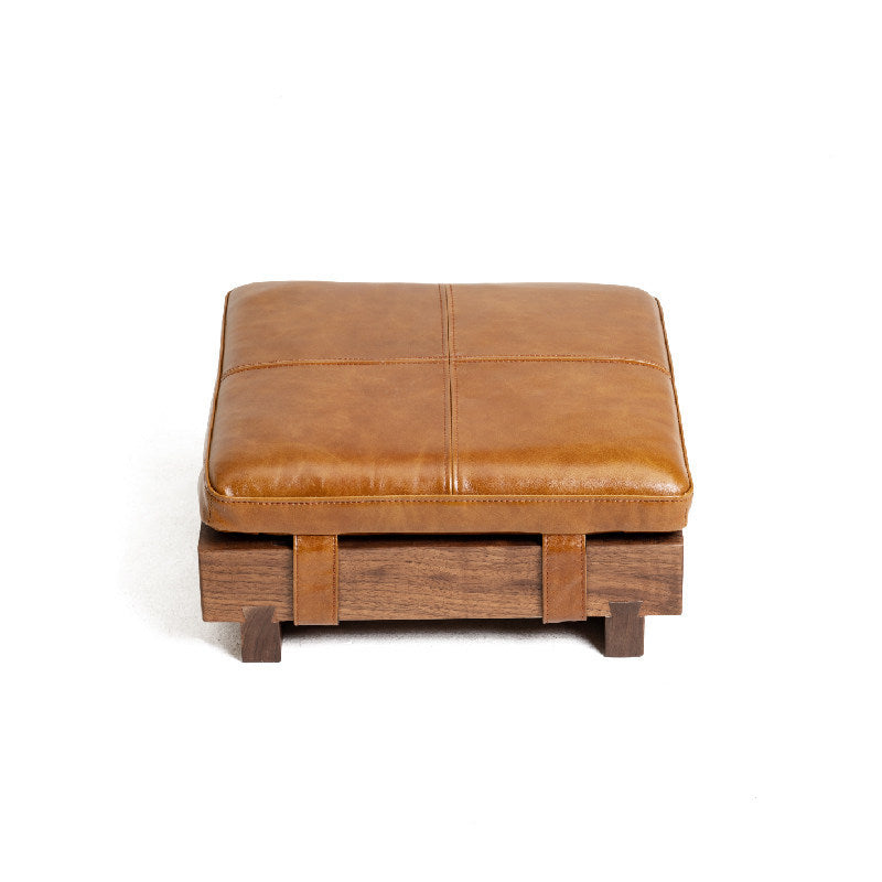 Gohobi Black Walnut Solid Wood Stool or Leather Cushion – Handmade Square Seat for Dining Room, Living Room or Tea Room | FSC Certified
