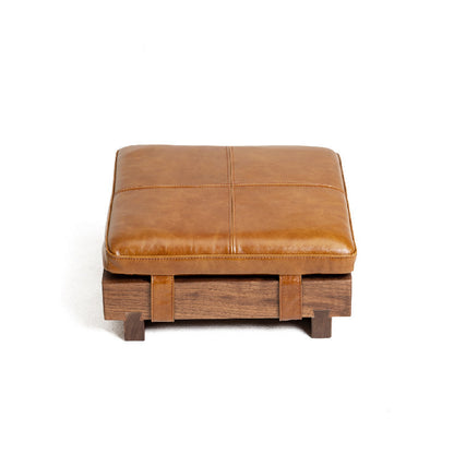Gohobi Black Walnut Solid Wood Stool or Leather Cushion – Handmade Square Seat for Dining Room, Living Room or Tea Room | FSC Certified