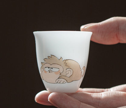 Gohobi White Jade Clay Chinese Zodiac Gongfu Tea Cup – Personal Ceramic Master Cup for Home Use and Gift