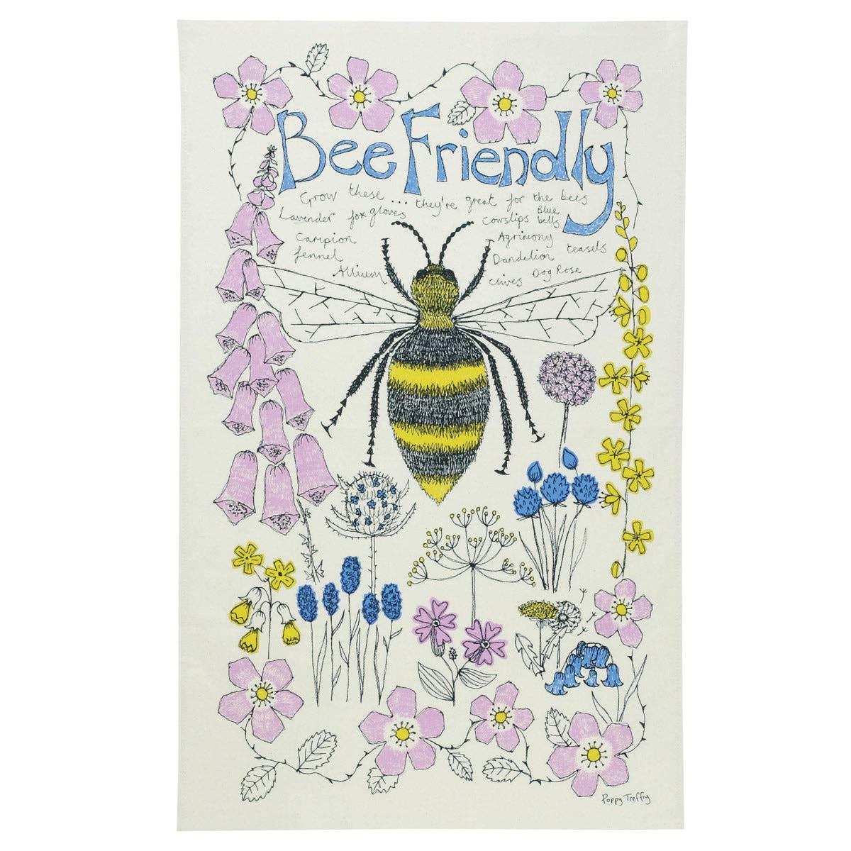 Gohobi x Poppy Treffry Bee Friendly Tea Towel [Made in the UK]