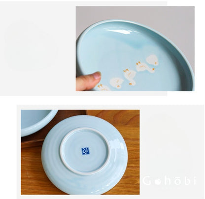 Gohobi White Duck Deep Plate – Cute Ceramic Curry and Dinner Plate [Made in Japan]