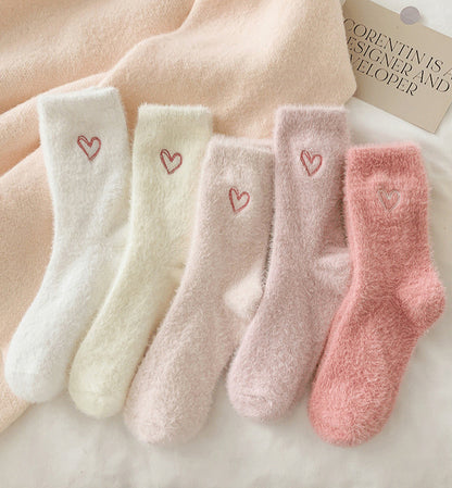 Gohobi Pink Heart Velvet Socks