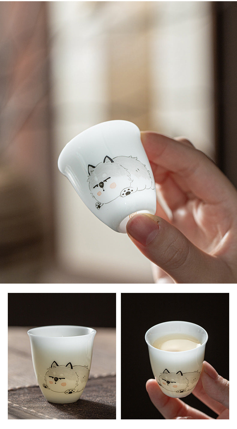 Gohobi White Jade Clay Chinese Zodiac Gongfu Tea Cup – Personal Ceramic Master Cup for Home Use and Gift