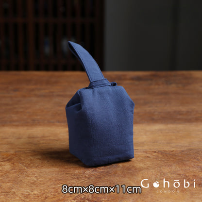 Gohobi Classic Travel Teaware Bag – Plain Cotton Tea Set Storage & Outdoor Carry Case