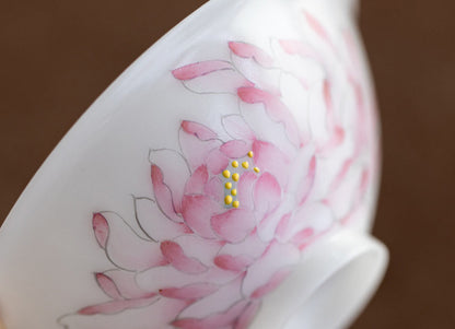 Gohobi Hand-painted Jade White Lotus Porcelain Tea Cup