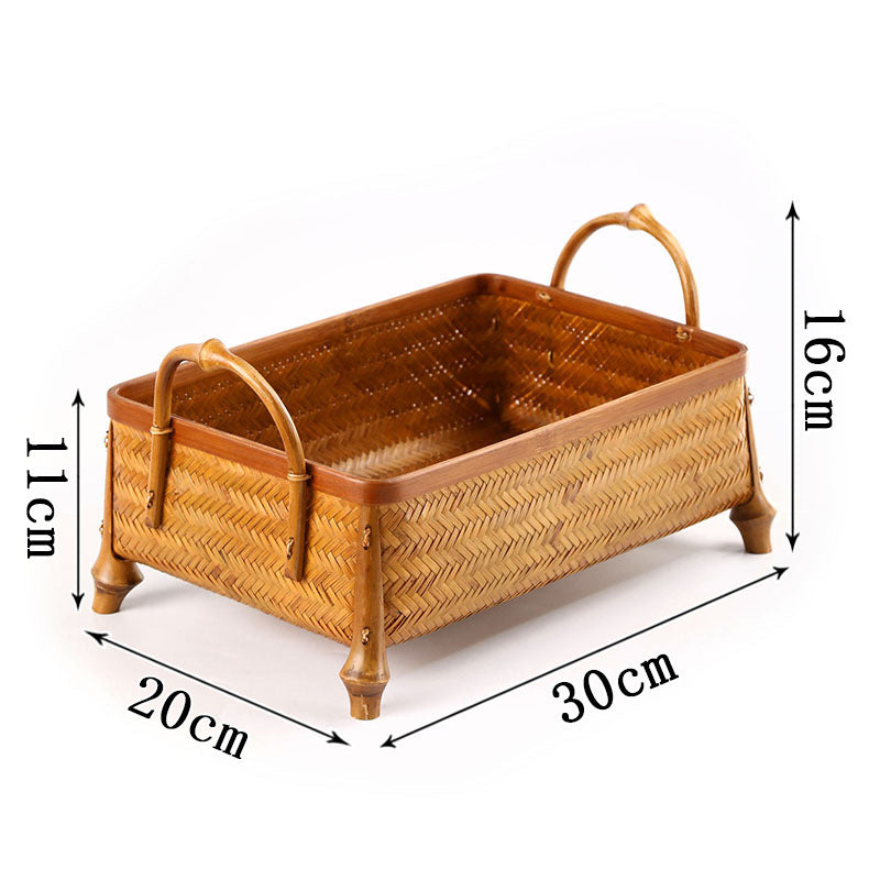 Gohobi Bamboo Woven Hand Basket – Handmade Snack, Fruit & Tea Set Storage Basket for Picnic or Home
