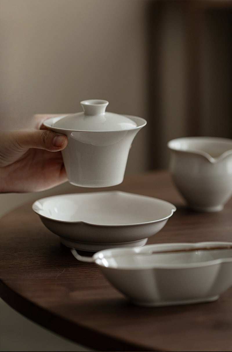Gohobi Plant Ash Glaze Horseshoe Gaiwan – Thin Porcelain Gongfu Tea Brewing Bowl