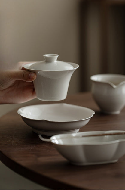 Gohobi Plant Ash Glaze Horseshoe Gaiwan – Thin Porcelain Gongfu Tea Brewing Bowl