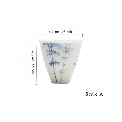 Gohobi Celadon Blue and White Bamboo Teacup