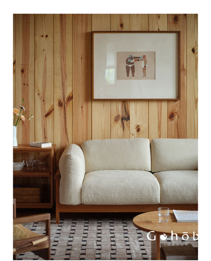 Gohobi Nordic Solid Wood Fabric Sofa – Handmade Double Sofa for Living Room or Small Apartment | FSC Certified Furniture