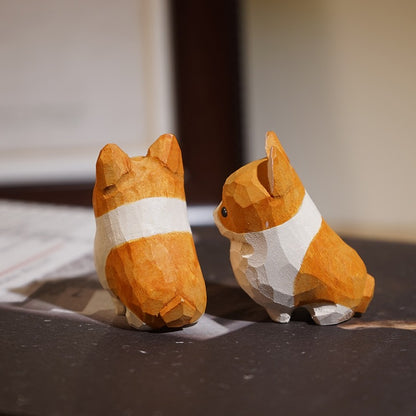 Gohobi Handcrafted Wooden Corgi Dog Ornament
