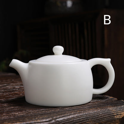 Gohobi Handmade Jade White Ceramic Teaware Teapot Tea cup