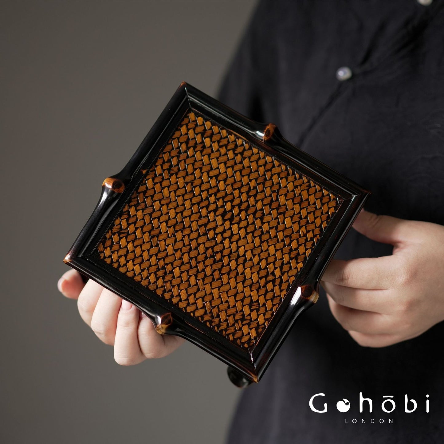 Gohobi Handmade Bamboo Display Table – Retro Tea Set Storage Shelf & Decorative Base