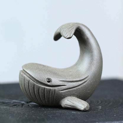 Gohobi Handmade Ceramic YiXing Clay Whale Ornament Tea pet