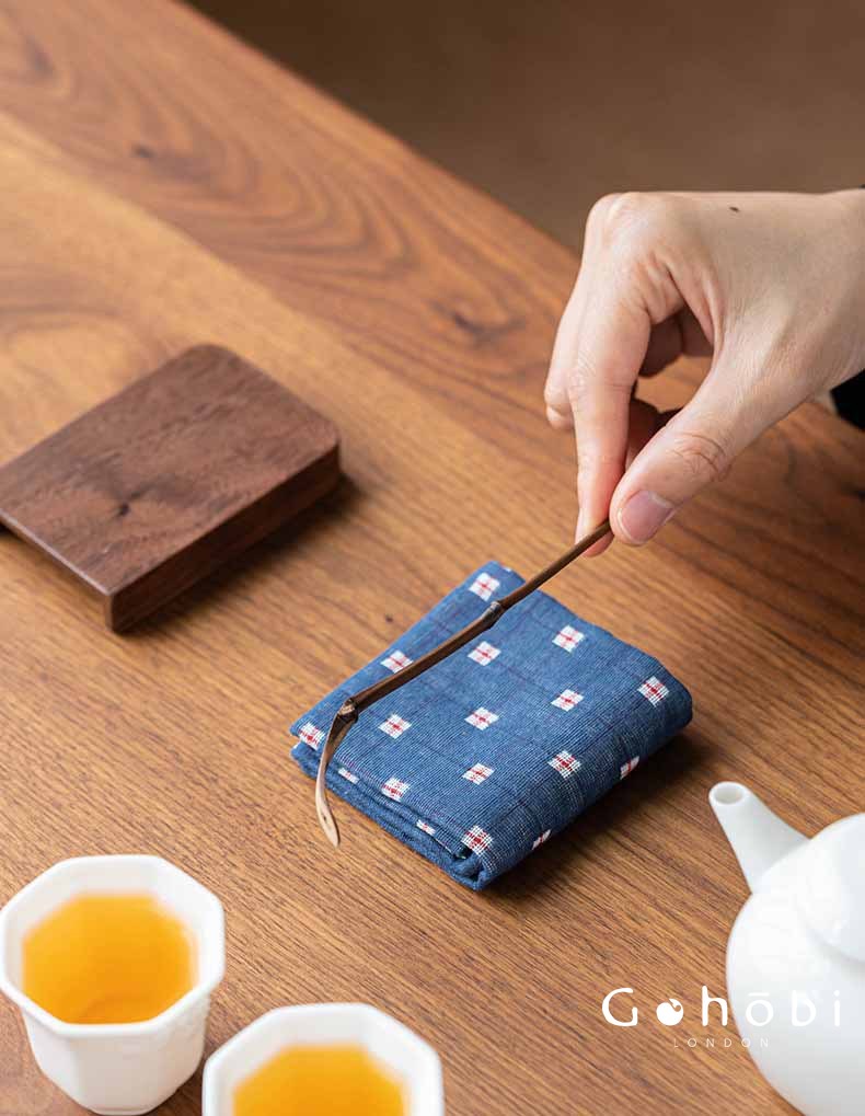 Gohobi Cotton Linen Tea Towel – Japanese Style Absorbent Tea Cloth for Tea Ceremony