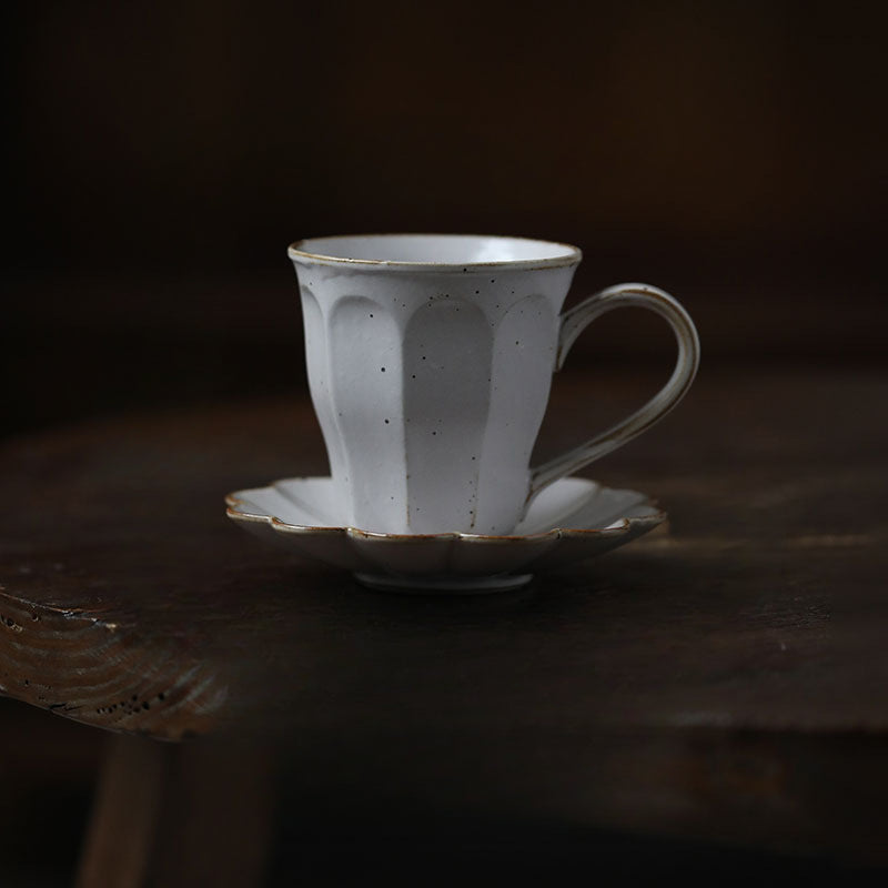 Gohobi Handmade Tall Stoneware Coffee Mug and Saucer Set