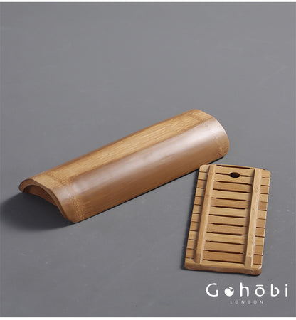 Gohobi Natural Old Bamboo Tea Tray – Water Storage Kung Fu Tea Tray Portable Wet Tea Table