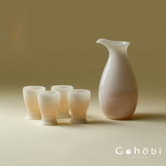 Gohobi Ice White Jade Porcelain Wine Set – Luxury Ceramic Sake Dispenser & Cups