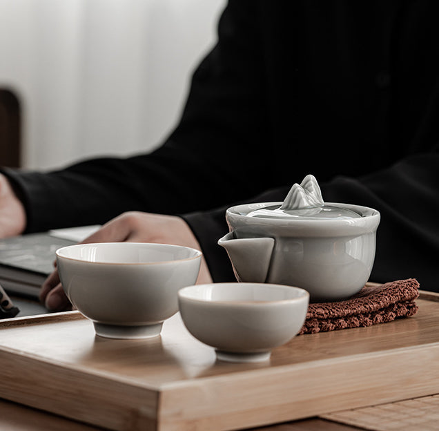 Gohobi Japanese Style Ice Grey Gaiwan Tea Set 004