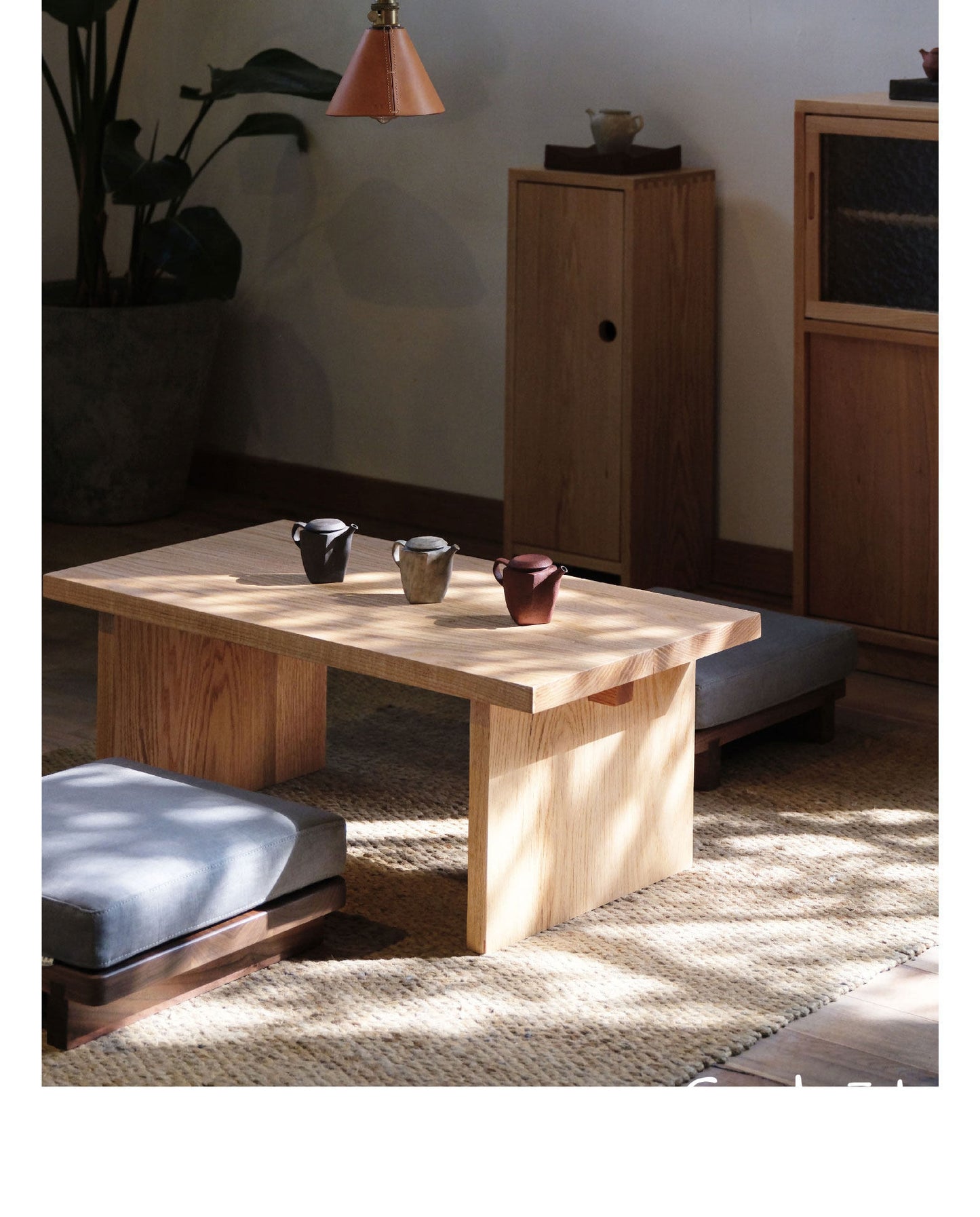 Gohobi Black Walnut Solid Wood Stool or Leather Cushion – Handmade Square Seat for Dining Room, Living Room or Tea Room | FSC Certified