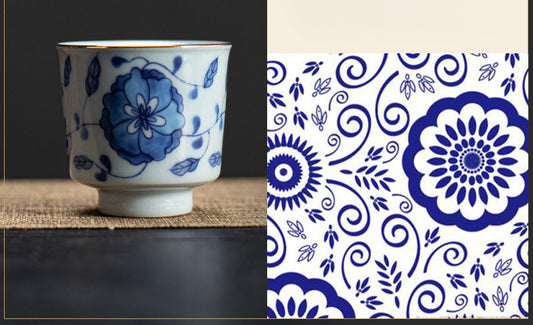 Gohobi Blue and White Twining Lotus Fu Gui Cup
