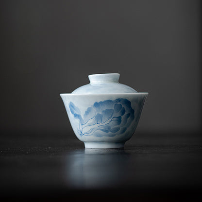 Gohobi White Porcelain Blue-and-White Cabbage Gaiwan