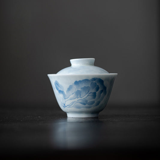 Gohobi White Porcelain Blue-and-White Cabbage Gaiwan