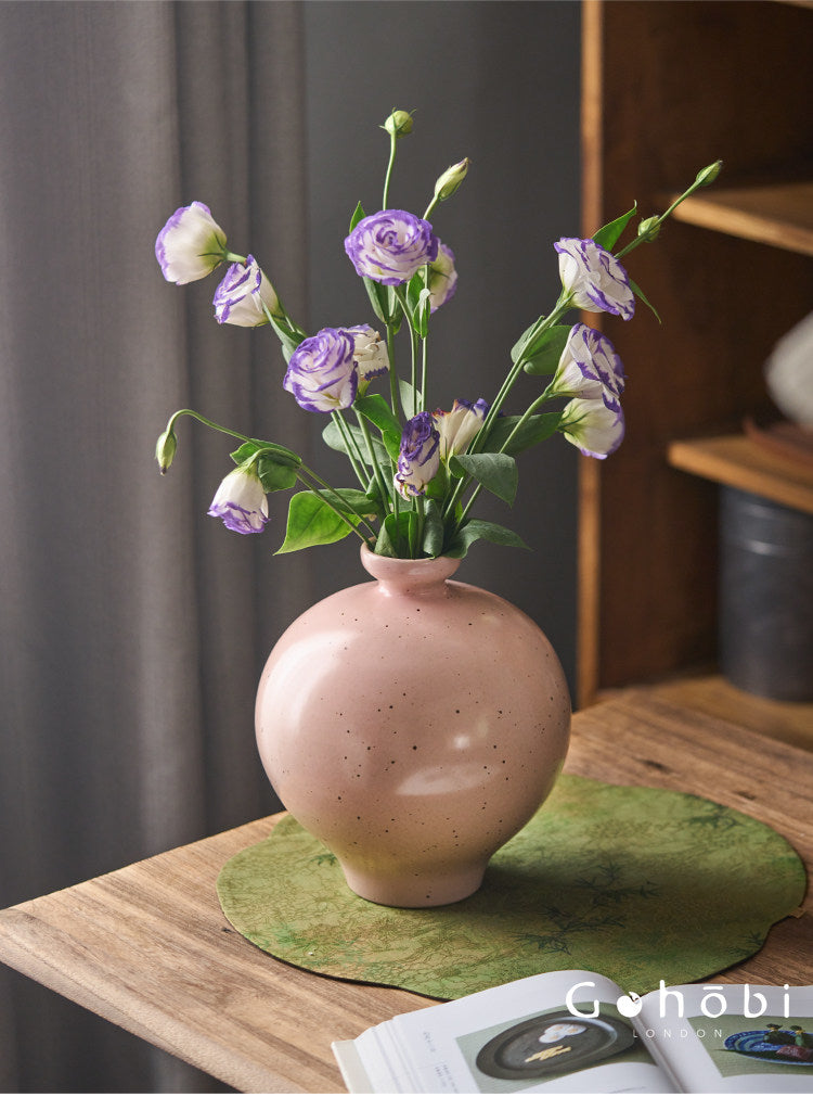 Gohobi Jingdezhen Handmade Ceramic Vase – Coarse Pottery Retro Spherical Flower Vase