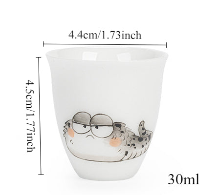Gohobi White Jade Clay Chinese Zodiac Gongfu Tea Cup – Personal Ceramic Master Cup for Home Use and Gift