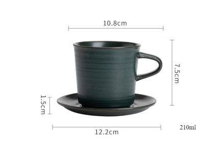 Gohobi Japanese Style Ceramic Coffee Mug with Saucer Set 002