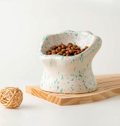 Gohobi Cat Paw Raised Ceramic Pet Bowl