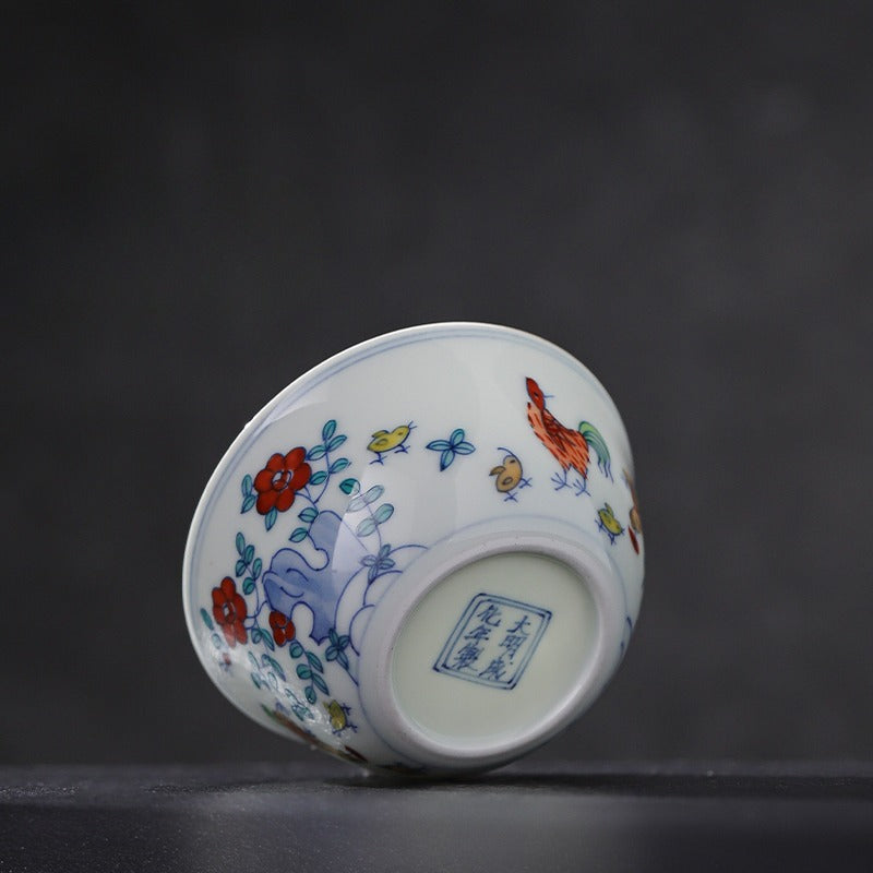 [Gohobi Gallery] Jingdezhen official ceramic hand-painted Chicken Gaiwan and Cup Set
