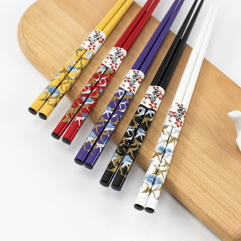 Gohobi A Set of 5 Pairs of Swan Wooden Chopsticks and Rests