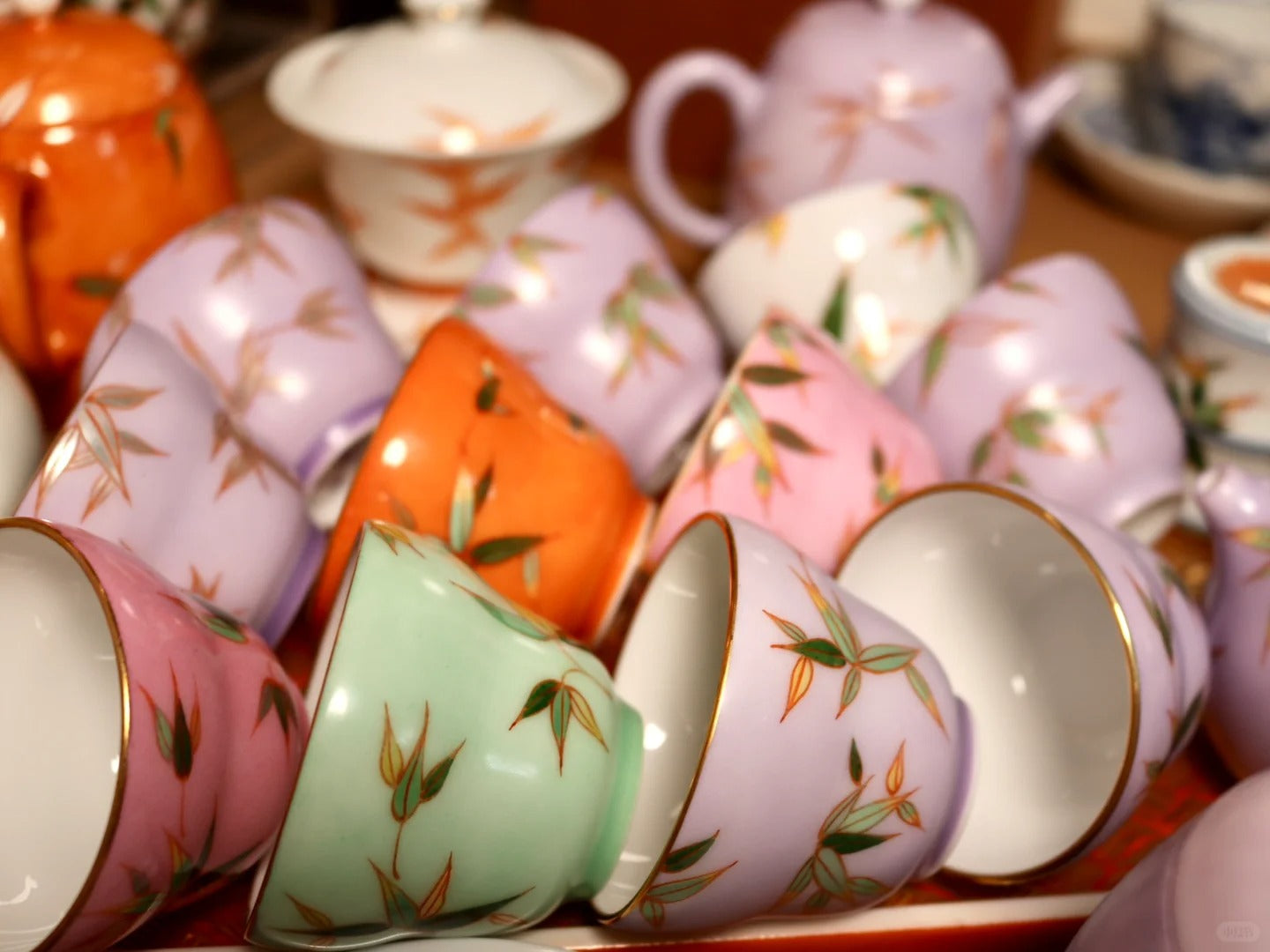 [清和堂 x Gohobi Gallery] Hand-painted Bamboo Leaf Pattern Tea Cup