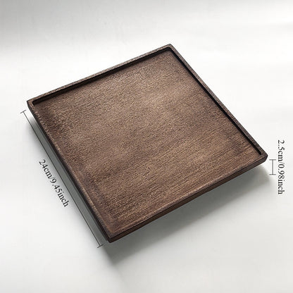 Gohobi Japanese-style Wabi-Sabi Teak Black Brown Square Tray 009