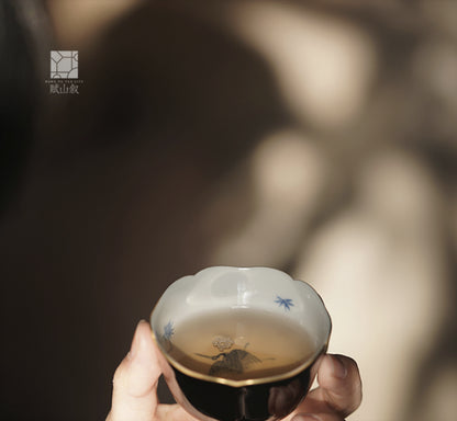 [賦山敘 x Gohobi] “Ink Bamboo & Crane” Kuikou Master Cup – Hand-Painted Jingdezhen Ceramic Tasting Cup