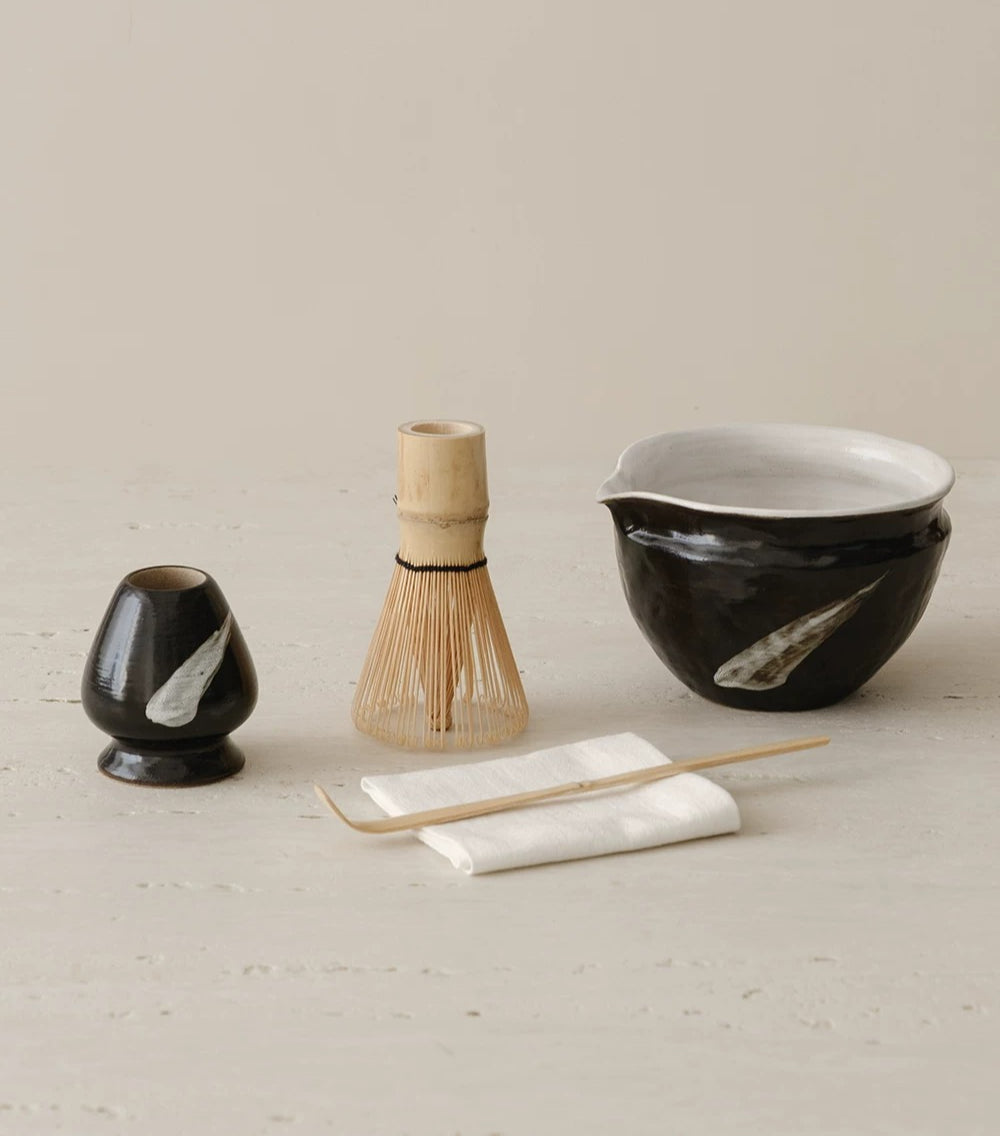 Gohobi Wabi-Sabi Ceramic Matcha Bowl Set with Spout