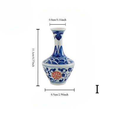 Gohobi Hand-painted Blue and White Porcelain Vase (Red Flowers)