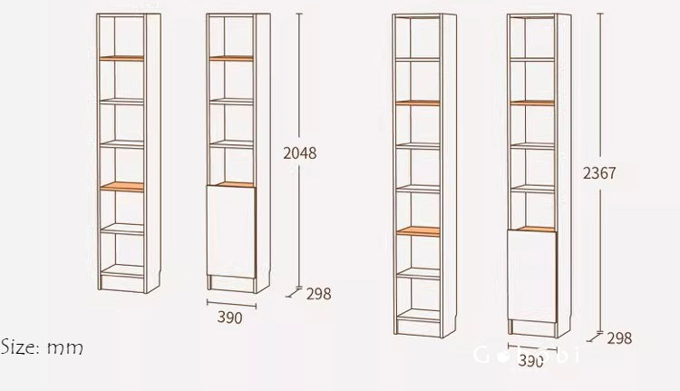 Gohobi Handmade Solid Wood Storage Cabinet – Multi-Layer Wooden Shelving Unit for Living Room or Study | FSC Certified Furniture