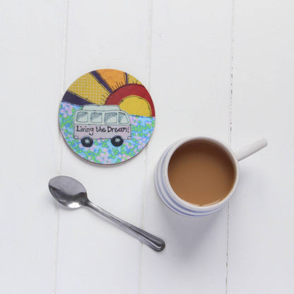 Gohobi x Poppy Treffry Living The Dream Campervan - Individual Coaster [Made in the UK]