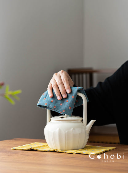 Gohobi Cotton Linen Tea Towel – Japanese Style Absorbent Tea Cloth for Tea Ceremony